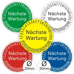 Placas de prueba Próximo mantenimiento Ø: 20 mm o 30 mm NUEVAS placas UVV BGV DGUV BGR - Imagen 1 de 15
