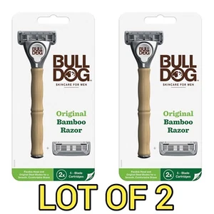 2x BULLDOG Original Bamboo Razor Handle & (2) 5-Blade Cartridges w/ Aloe Vera - Picture 1 of 1