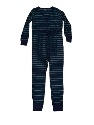 Gap Body Pajamas Womens Large Blue Green Stripe One Piece Jumpsuit Sleepwear - Image 1 of 3