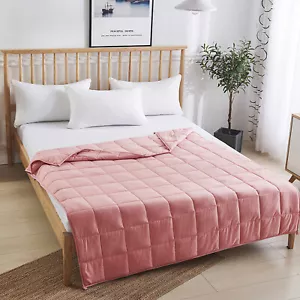 15lbs Heavy Weighted Blanket Natural Bamboo Fabric Soft Breathable 48"x72" Pink - Picture 1 of 12