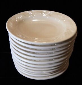 Set of 12 Unique Embossed Ceramic Ivory Individual Appetizer or Salad Plates
