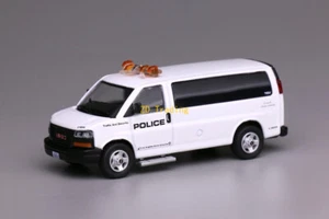 ZD 596 1:64 White GMC Savana LA Airport Police Van Model Diecast Metal Car BN - Picture 1 of 5