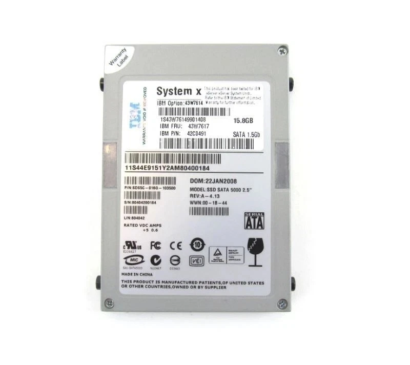 IBM 43W7614 15.8GB 2.5 inch Solid State Drive 43W7617, 42C0491 - Image 1 of 1