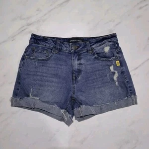 dark Blue Denim Shorts Distressed Ripped Jeans Size 8 BETTINA LIANO - Destash - Picture 1 of 6