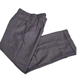 Oscar de la Renta Comfort Stretch Dress Pants Gray Pleated Trousers 30W x 32L - Picture 1 of 9