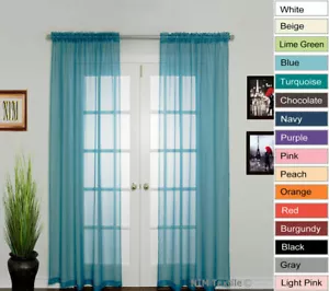 NEW Elegant Sheer Voile Curtains Rod Pocket 280W x 213 230L two panels - Picture 1 of 51