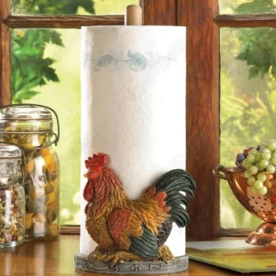 Toallero de papel de gallo de campo resina granja cocina encimera decoración del hogar Foto 1 de 4