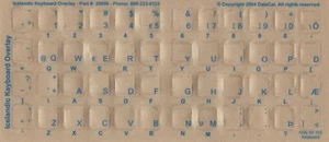 Icelandic Keyboard Stickers Reverse Print Blue Letters - Picture 1 of 1