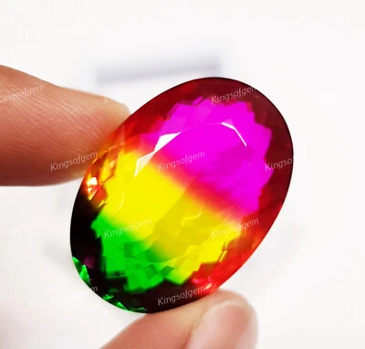 78 Ct Doublet Glass Stone Multi Color Tourmaline Oval Cut Stone Loose Gemstone - Image 1 of 4