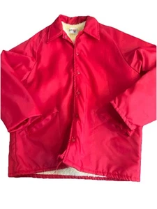 Giacca a vento vintage King Louie rossa foderata sherpa Coach anni 60 70 grande XL - Foto 1 di 5