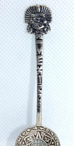 ORNATE VINTAGE SILVER MEXICO AZTEC SOUVENIR SPOON - Picture 1 of 11