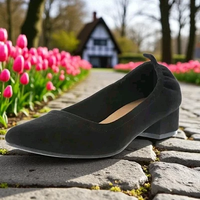 Zapatos Brash Para Mujer Abby Imitación Gamuza Largo Vamp Scrunch Tacón 8.5 NEGROS Foto 1 de 4