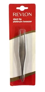 #53390 Revlon Slant Tip Platinum Tweezer Precision Hair Removal Grooming Shaping - Picture 1 of 4