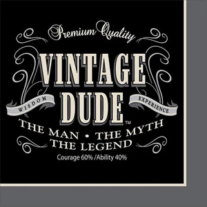 Vintage Dude Lunch Napkins Birthday Party Supplies Tableware 16 Per Package - Picture 1 of 1