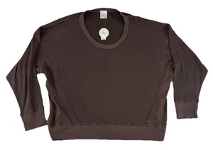 OFFLINE BY AERIE scoopneck waffle camicia marrone taglia large pullover oversize nuovo con etichetta - Foto 1 di 9