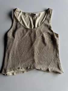 Camiseta sin mangas vintage Spencer Alexis Petites tejida de encaje crema P/M - Imagen 1 de 9