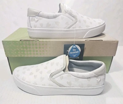 Size 8.5 - NEW Women's Nurse Mates Align White/Heart Shoes - Image 1 of 4
