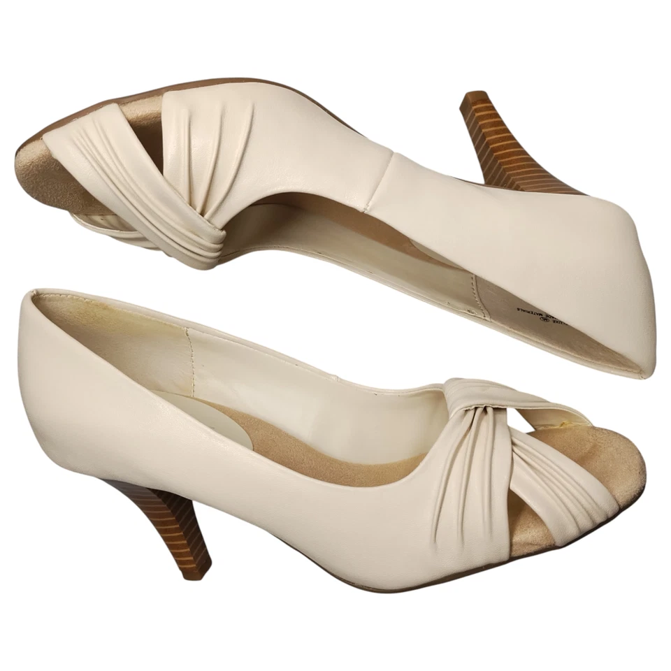 A2 by Aerosoles Deluxe Dress Pump Heels Womens US 8M Tan Brown Peep Toe Slip On - Image 1 of 4