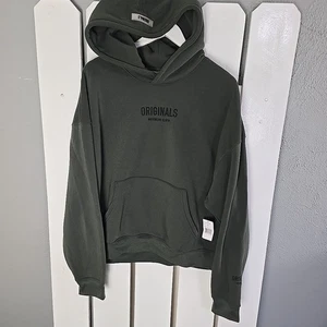 Originals Brooklyn Cloth Mens Fleece Hoodie Green Gray Drop Shoulders XL Casual - Picture 1 of 10