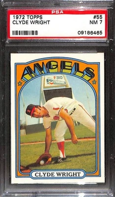 1972 Topps #55 Clyde Wright PSA 7 NM 09186465  - Image 1 of 3