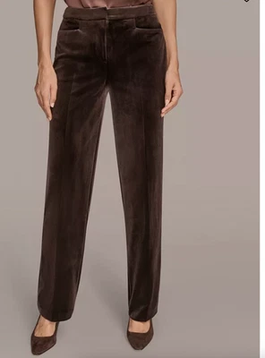 Pantalones de pierna recta de terciopelo Donna Karan New York nuevos con etiquetas, ciruela chocolate, talla 2, $129 Foto 1 de 4