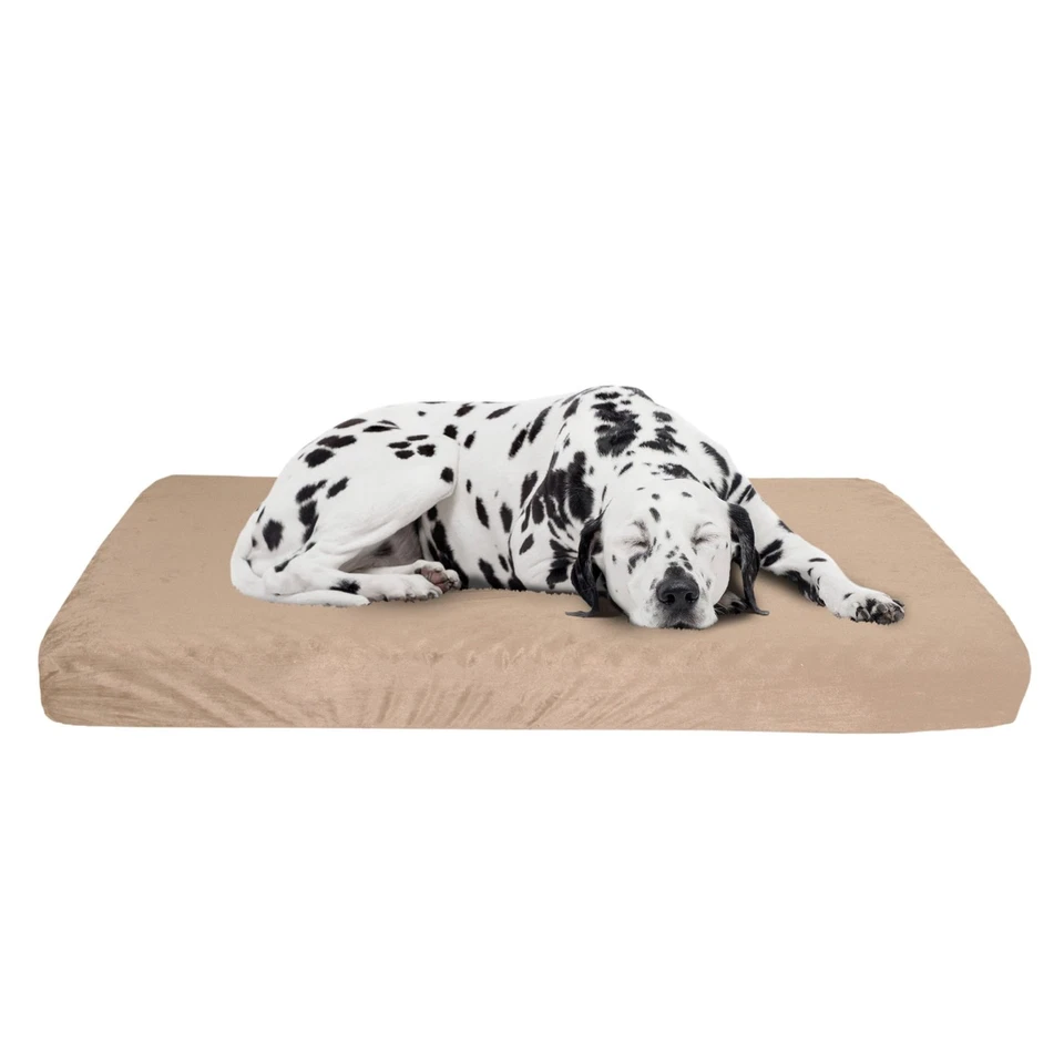 Tan Orthopedic Dog Bed 46x27 Extra Thick Memory Foam Washable Cover - Image 1 of 1