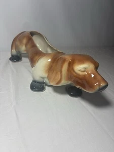 Großer Vintage Bassett Hound Keramik Hund Übertopf - Bild 1 von 8