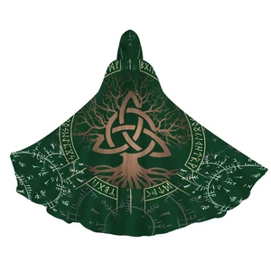 Viking Tree Hooded Cloak for Men Women Robe Cape with Hood Medieval Cosplay W... - Picture 1 of 6