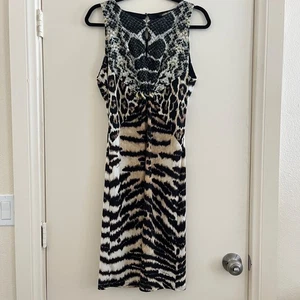 Vintage Roberto Cavalli Damen Babydoll Animal Print Kleid Stretch Bodycon Gr. EU 36 - Bild 1 von 9