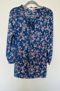 White Stuff Beautiful Blue Floral Stretchy Summer Top Size 14 - Picture 1 of 3