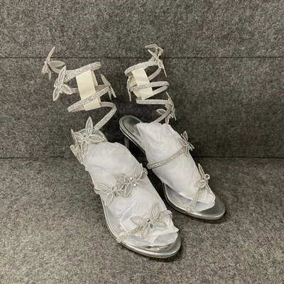 Tacones de aguja WILD DIVA estrás para mujer talla US 10 plateados Foto 1 de 4