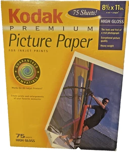 KODAK Premium Inkjet High Gloss Photo Paper 75 Sheets 8.5” x 11” New Sealed - Picture 1 of 7