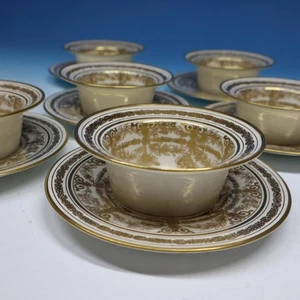 Pouyat Limoges - Decorado en Oro - 6 Cuencos Ramekin con Forros - Imagen 1 de 7