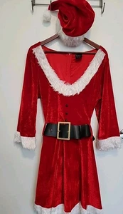 Women's Santa Dress With Hat And Belt, Christmas Red Dress, 3/4 Sleeves, 2XL - Picture 1 of 6