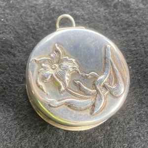 Vintage Jugendstil �� Sterling Silber Lilie Pillendose  - Bild 1 von 7