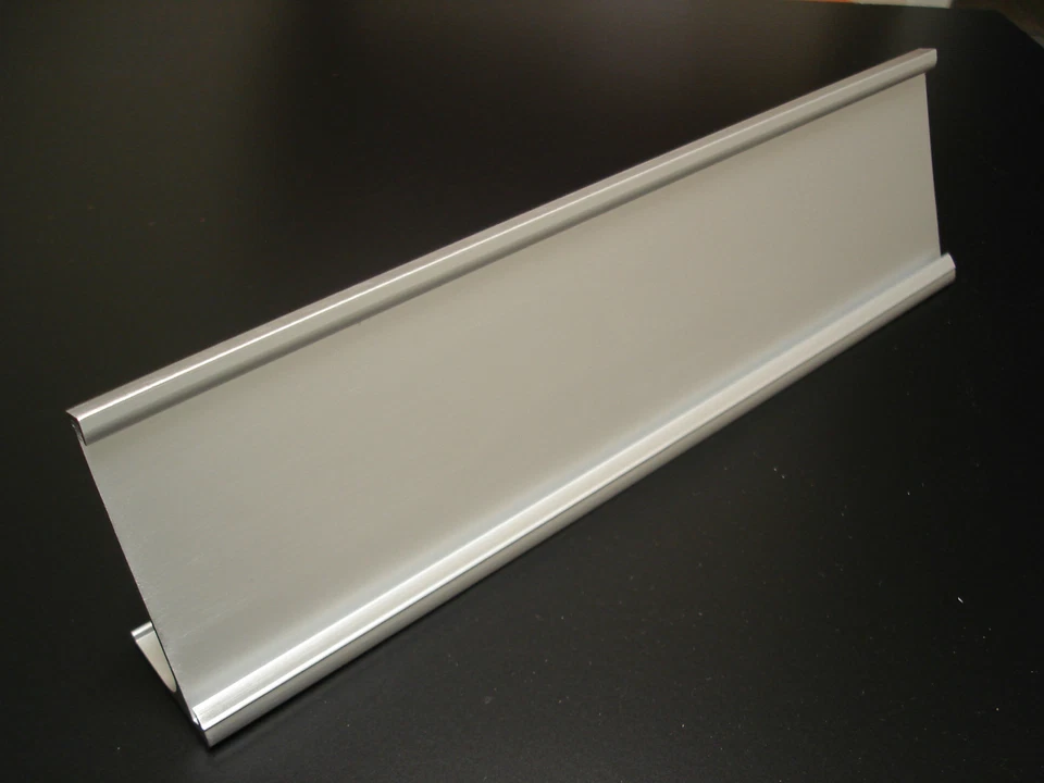 LASERCRAFTING Office Name Plate Holders Matte Silver Wall Mount and Desk Top, 2x8 and 2x10