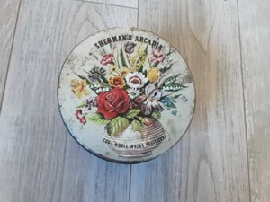 VINTAGE KITCHEN 5 1/2" WIDE TIN CAN  *EMPTY* SHERMAN'S ARCADIA  WHEAT FRUIT CAKE - Picture 1 of 5