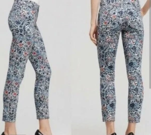 Pantalones de mezclilla Tory Burch Emmy azul lago floral detalle de botones al tobillo colorido talla 26 nuevos sin etiquetas - Imagen 1 de 6