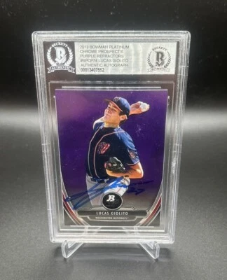 Cartão Beckett autografado assinado por Lucas Giolito Washington Nationals certificado de autenticidade - Imagem 1 de 4