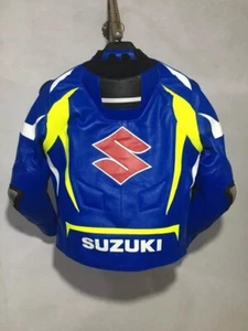 Suzuki Motorbike Cowhide Leather Motorcycle Sports Racing Biker Leather Jacket - Picture 1 of 4