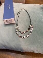 Lia Sophia Double Strand Pink, White & Gray Freshwater Pearl Necklace 19" (3686)