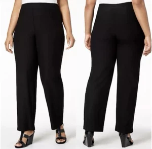 EILEEN FISHER System Washable Pants Black Crepe Pull On Elastic Waist Sz 2x Plus - Picture 1 of 9