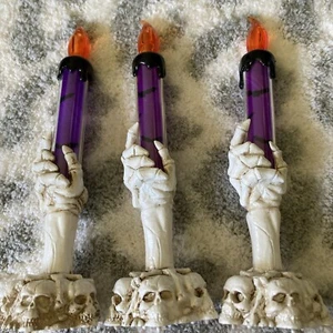 Halloween Skeleton Hand LED Lamp Candle Flame Stand Home Party Bar Decoration 9” - Picture 1 of 2