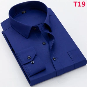New Men's Dress Shirts Long Sleeves Formal Business Work Casual Shirts Tops - Picture 1 of 20