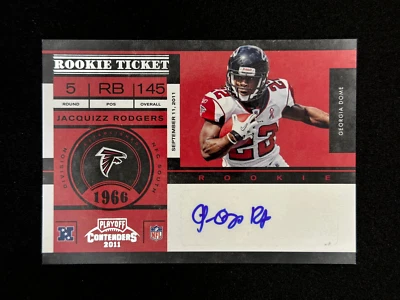 2011 Playoff Contenders Rookie Ticket Auto #138 Jacquizz Rodgers RC ATL Falcons - Image 1 of 2