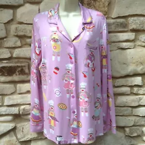 Top de pijama Nick & Nora para mujer M calcetín lavanda mono hornear elástico jersey tejido - Imagen 1 de 8