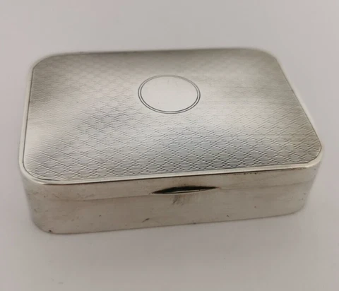 George V Solid Silver Table Snuff Or Tobacco Box - Birm. 1926 Cover