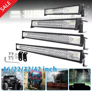 16" 22" 32" 42"LED Work Light Bar Spot Flood Fog Driving ATV SUV Offroad - Foto 1 di 19