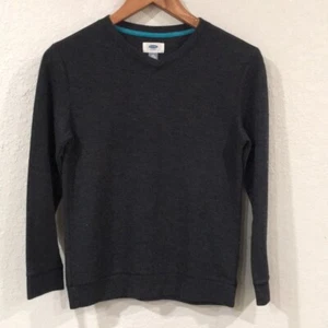 Old Navy Boys Sz L 10/12 Sweater Gray V-Neck Ribbed Knit Preppy Minimalist - Picture 1 of 9
