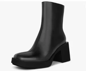 Boots for Women, with Square Toe, Chunky Heel and Side Zipper Des - Picture 1 of 5